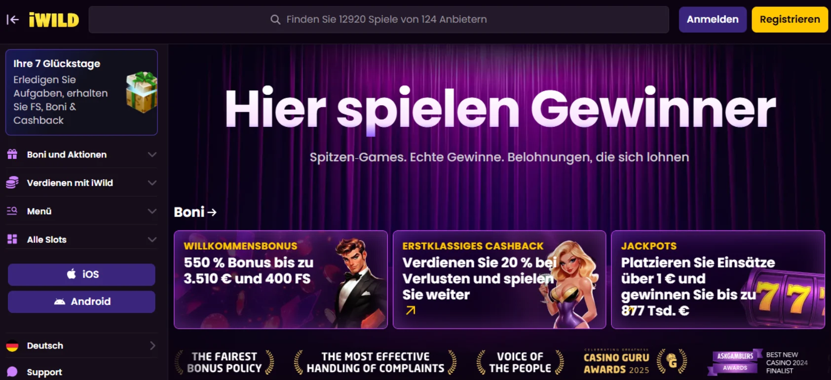 iWild Casino Screen